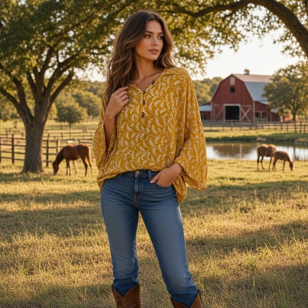 Maeve Anthropologie Letizia Ruffled Henley Yellow Blouse S